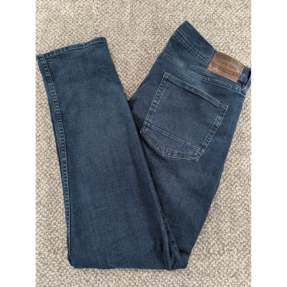 Devil-Dog Dungarees Mens Slim Straight Leg Jeans Dark Wash 34x34 Indigo